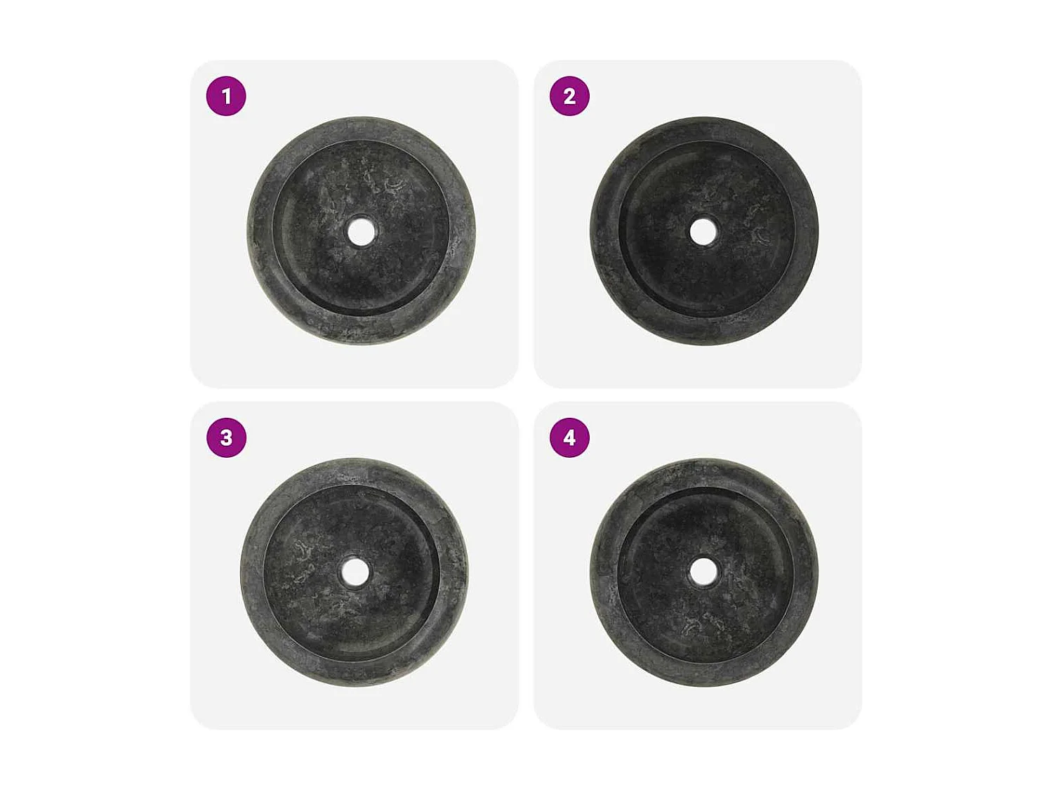 Lavabo salle de bain-Vasque à poser 40 x 12 cm Marbre Noir