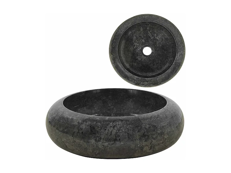 Lavabo salle de bain-Vasque à poser 40 x 12 cm Marbre Noir