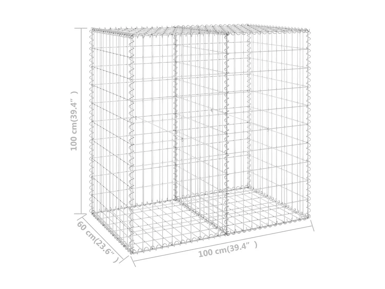 Mur en gabion-Panier de gabion avec couvercles Acier galvanisé 100x60x100 cm