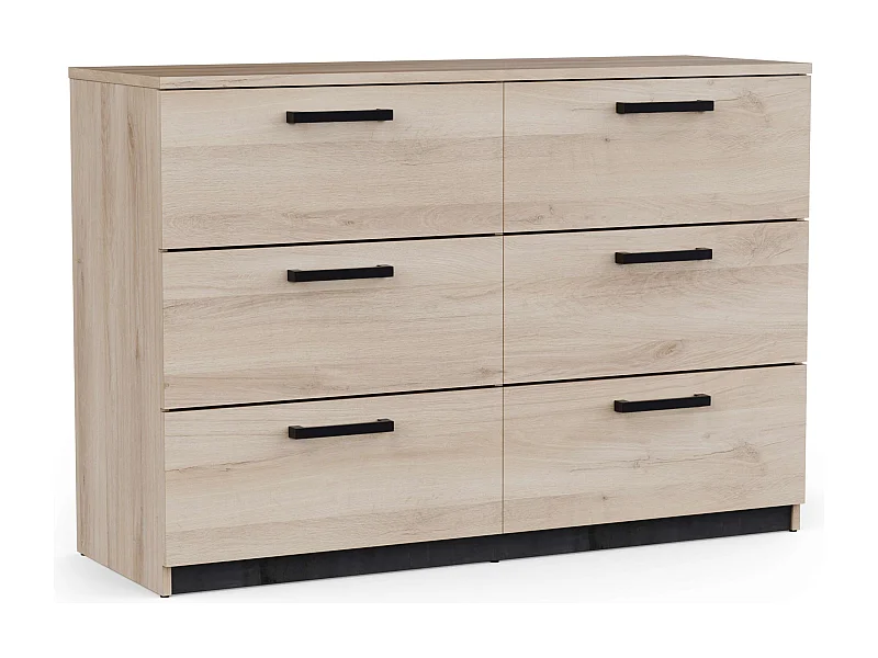 Cómoda Watson 6 Cajones Negro Waterford y Roble Kronberge 118,9x81,2x41,2 cm