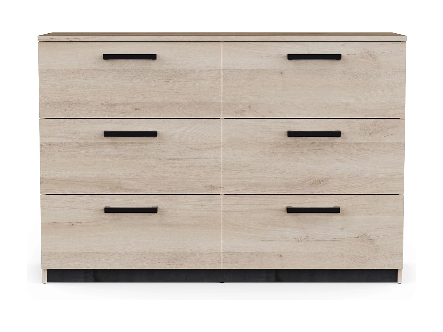 Cómoda Watson 6 Cajones Negro Waterford y Roble Kronberge 118,9x81,2x41,2 cm