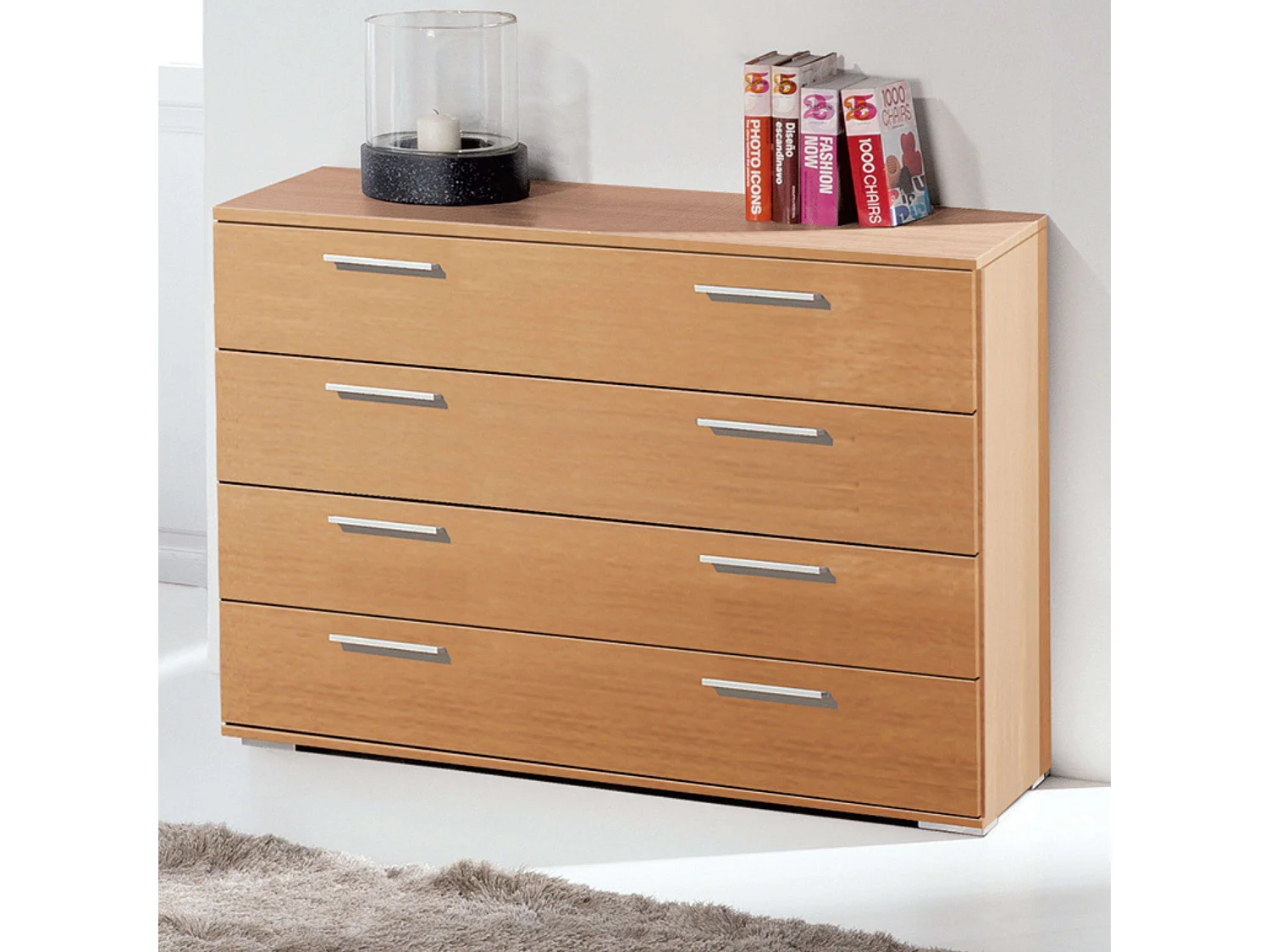 Commode classique en cerisier 4 tiroirs 102x82x41 cm Chambre