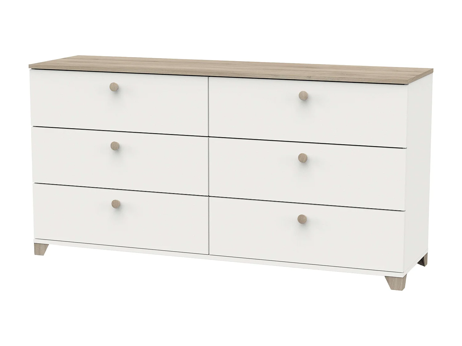 Cômoda Izzy Branco Fosco Carvalho Kronberg 150x77cm Estilo Nórdico