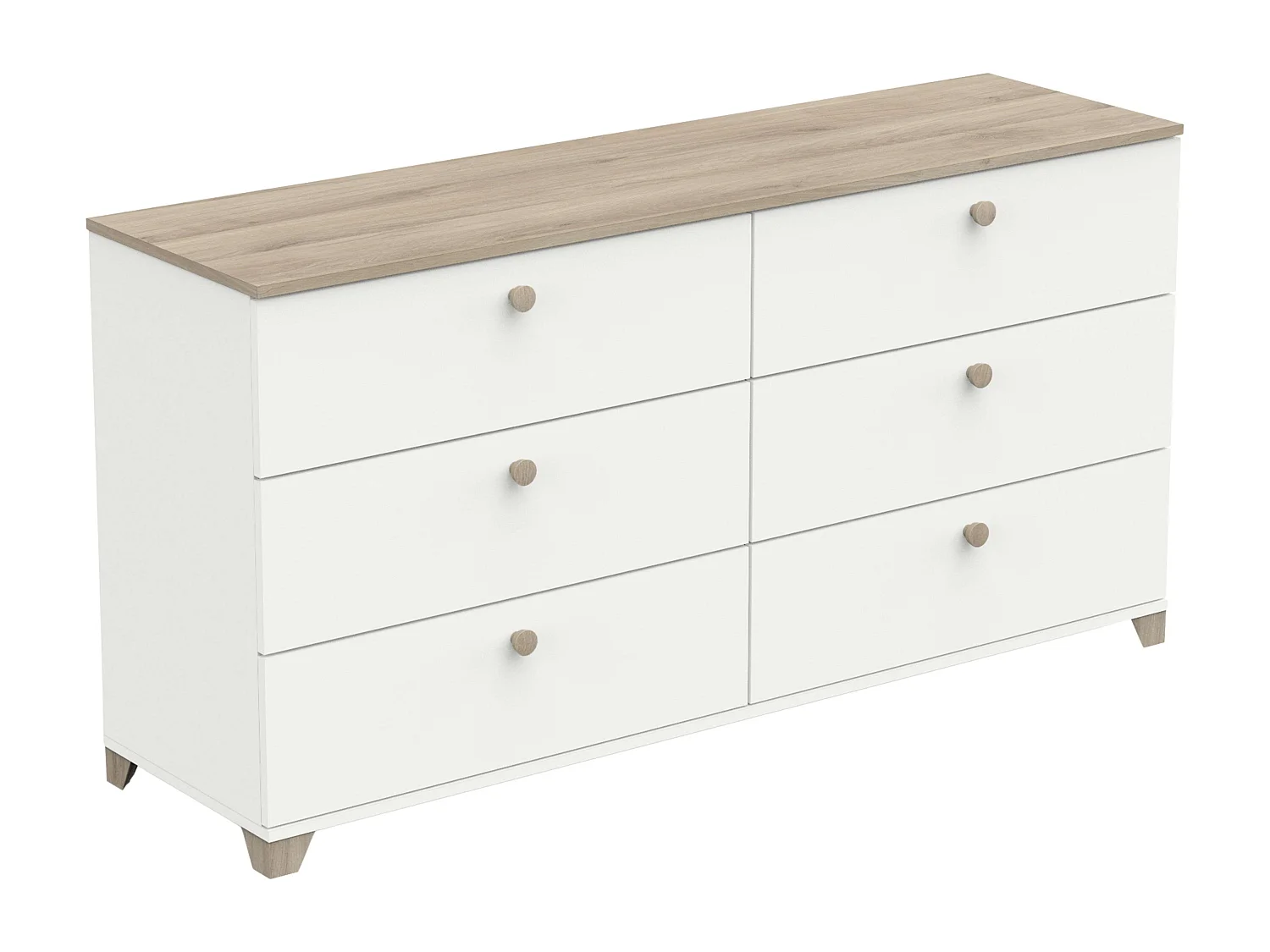 Cômoda Izzy Branco Fosco Carvalho Kronberg 150x77cm Estilo Nórdico