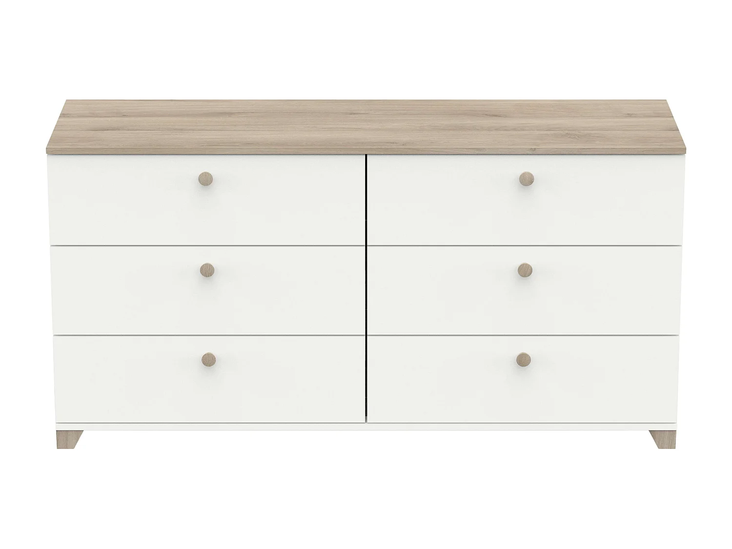 Cômoda Izzy Branco Fosco Carvalho Kronberg 150x77cm Estilo Nórdico