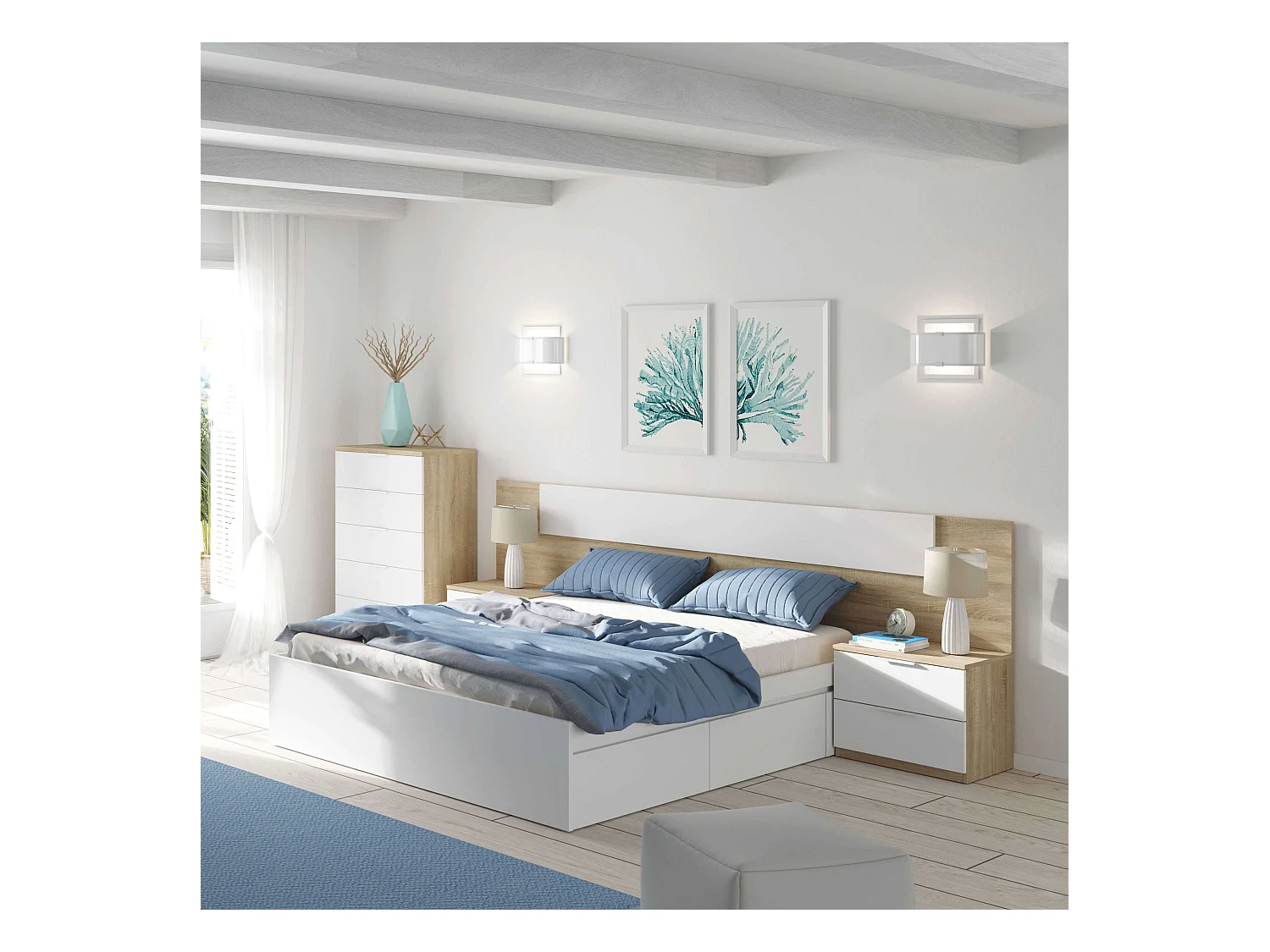 Commode de chambre de style industriel Urano 129x77x42 cm