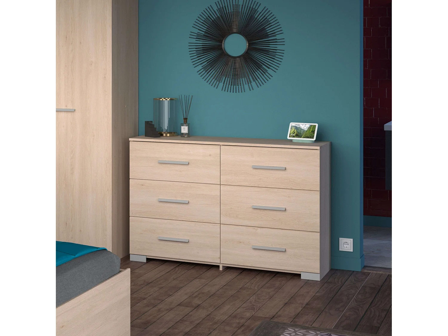 Cómoda Dormitorio Baltic Roble Japonés 121x81 cm