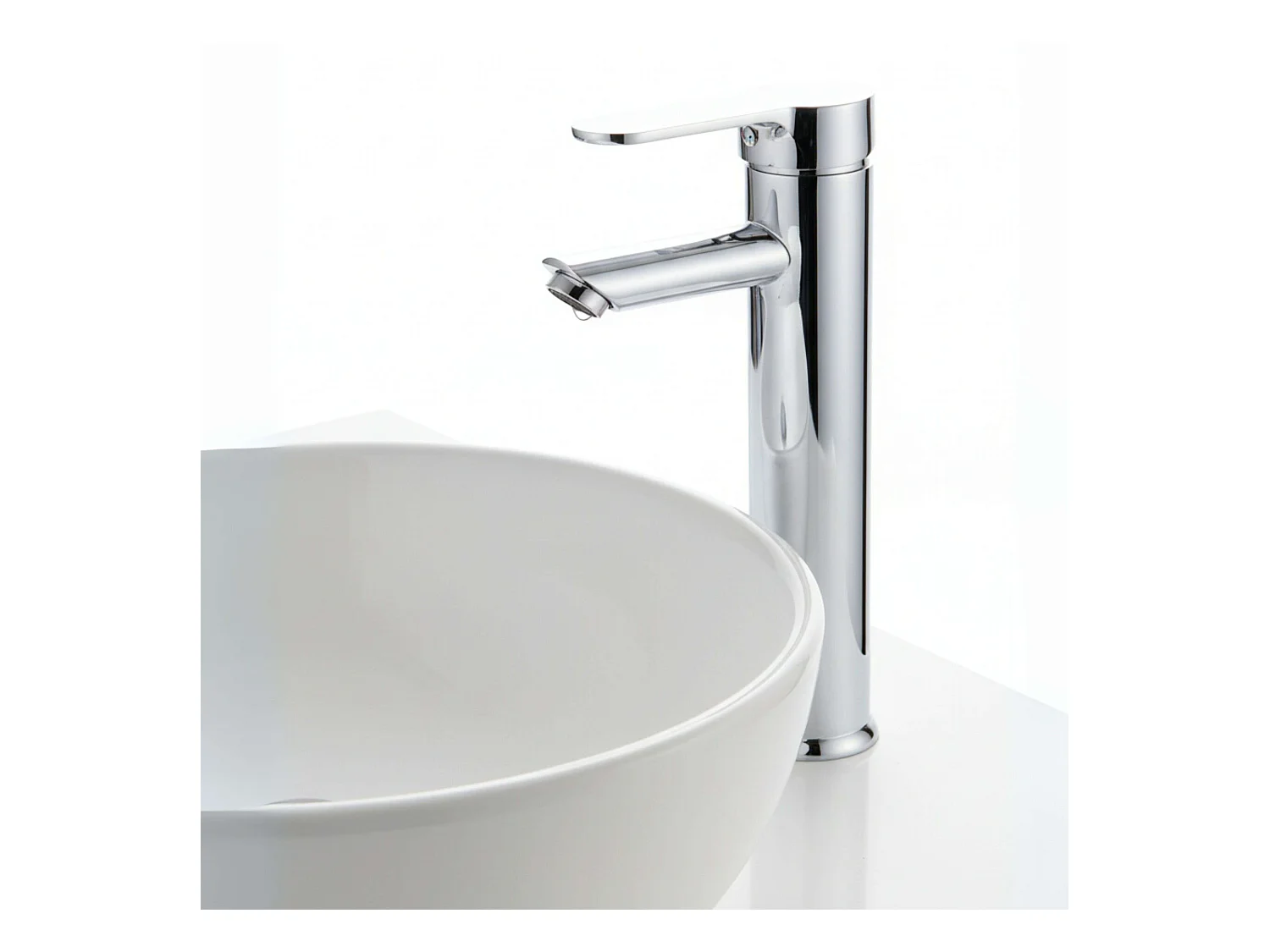 Torneira Ganges High com uma alça para lavatório, latão, conjunto de fixação cromado