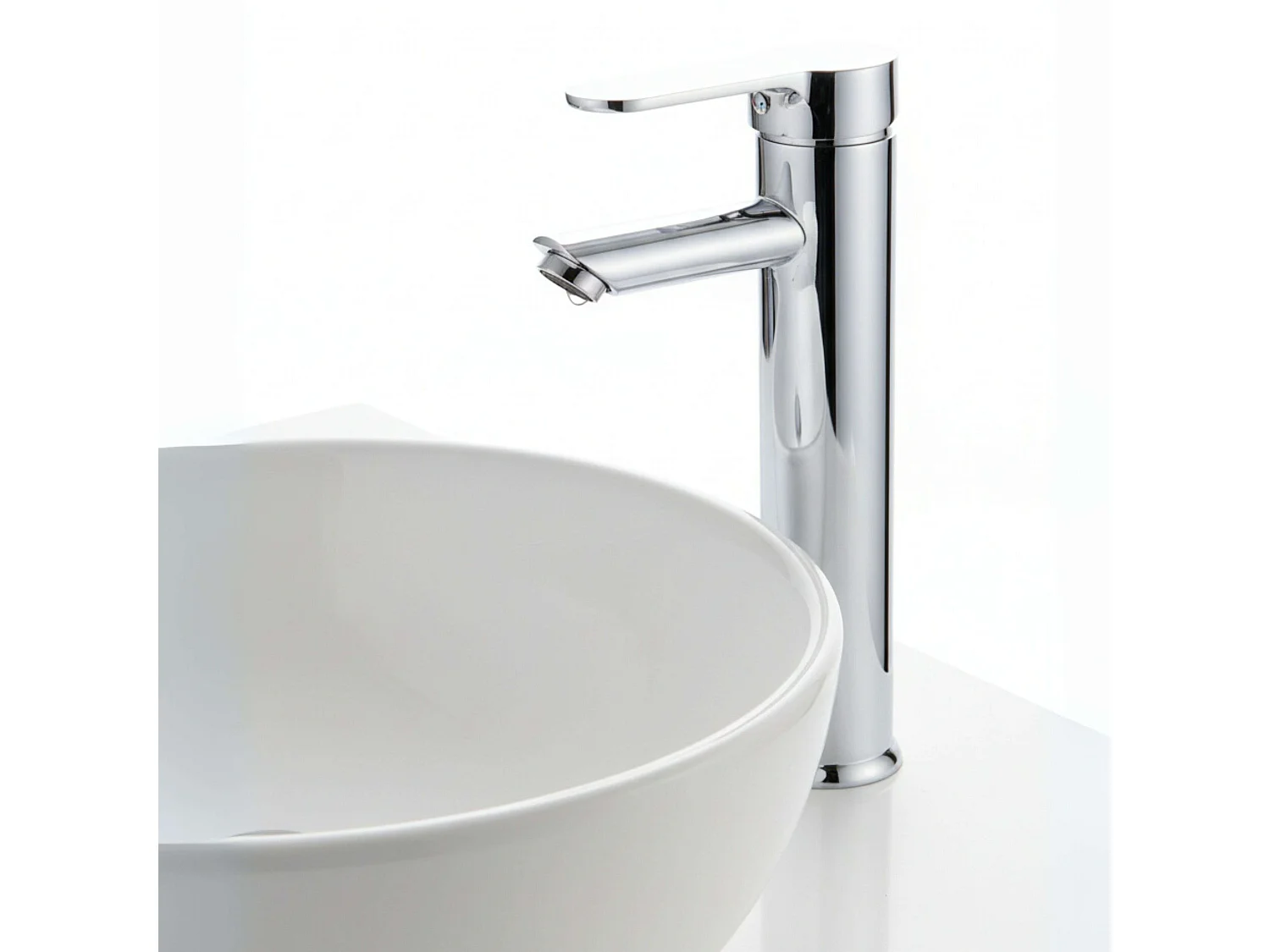 Torneira Ganges High com uma alça para lavatório, latão, conjunto de fixação cromado