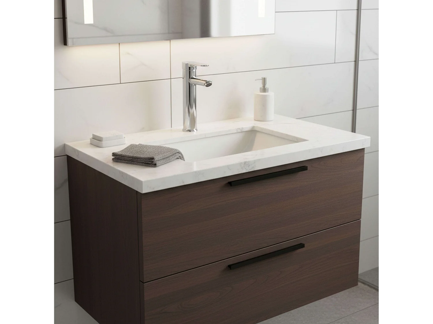 Torneira Ganges High com uma alça para lavatório, latão, conjunto de fixação cromado