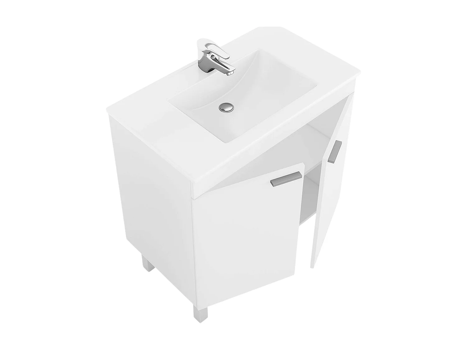 Robinet de lavabo à poignée unique Han, finition chromée