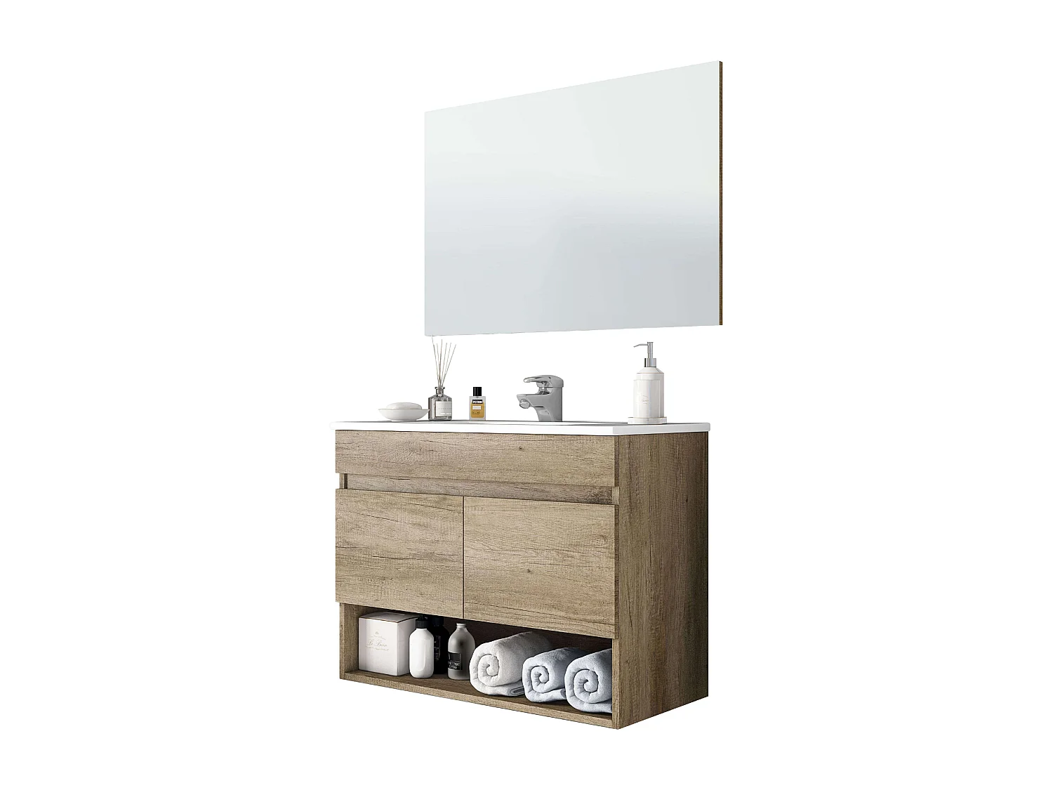 Robinet de lavabo à poignée unique Han, finition chromée