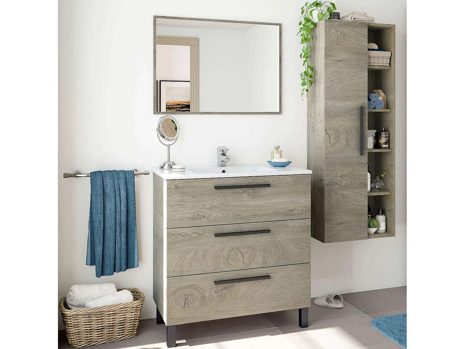 Robinet de lavabo à poignée unique Han, finition chromée