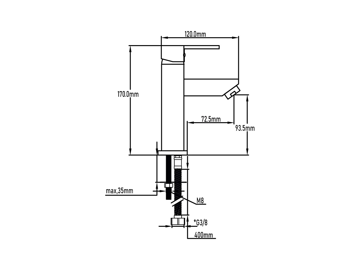 Torneira monocomando para lavatório Amazonas II