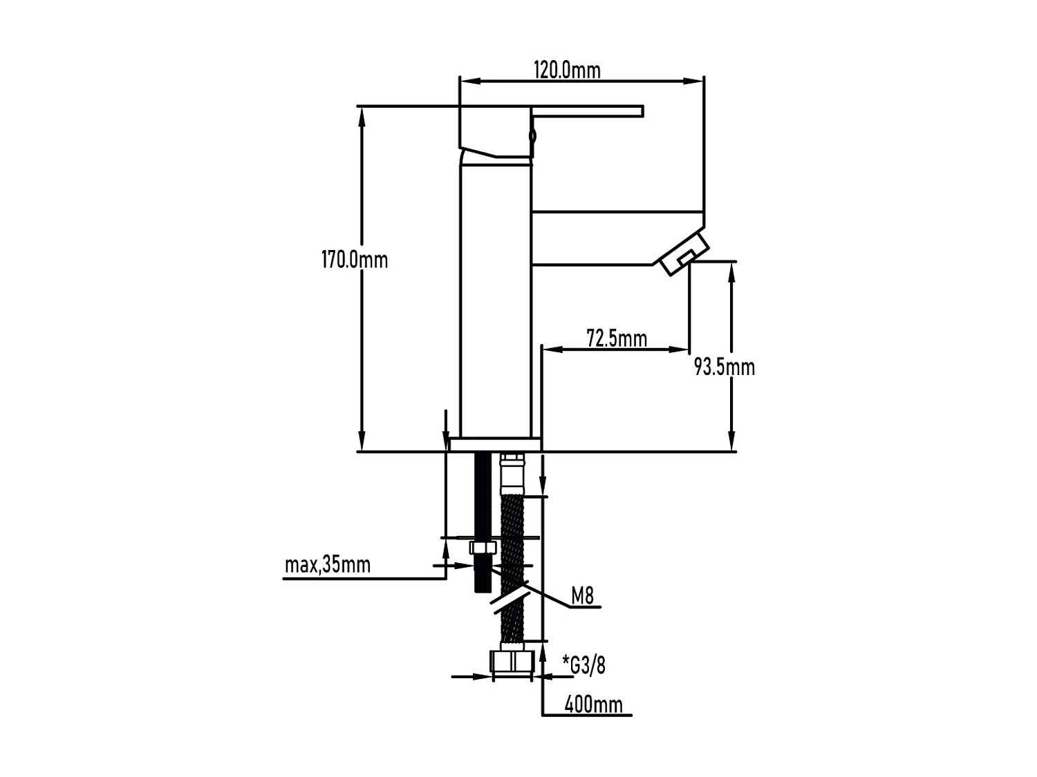 Torneira monocomando para lavatório Amazonas II