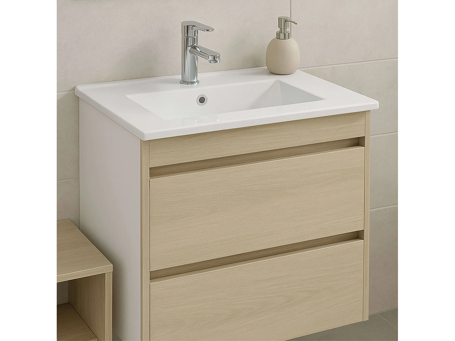 Robinet de lavabo de salle de bain Ganges, poignées en laiton et zinc, ensemble de fixation chromé