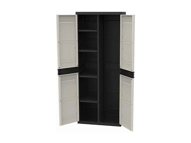 Armario escobero Titanium ext. 2 puertas, 4 estantes, negro 70x176x41 cm