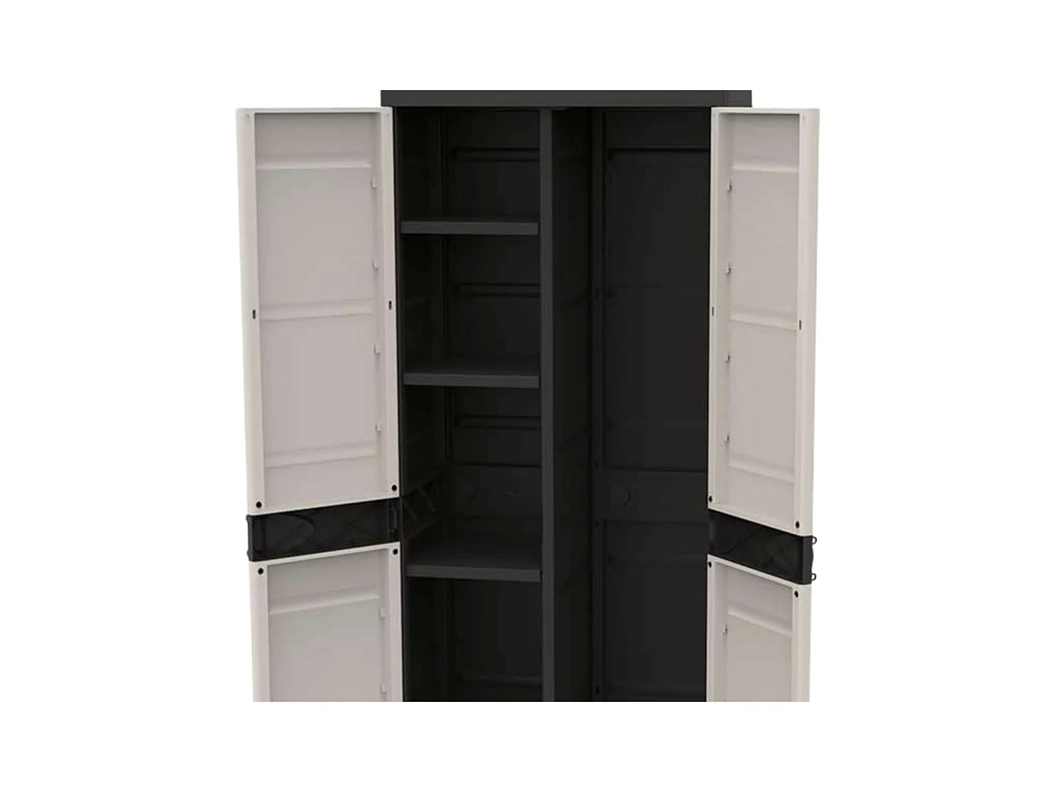 TITANIUM PLASTIKEN Armoire 2 portes avec etageres et penderie l70 x p44 x h176 cm Beige et Noire Gamme TITANIUM Interieur/Exteri