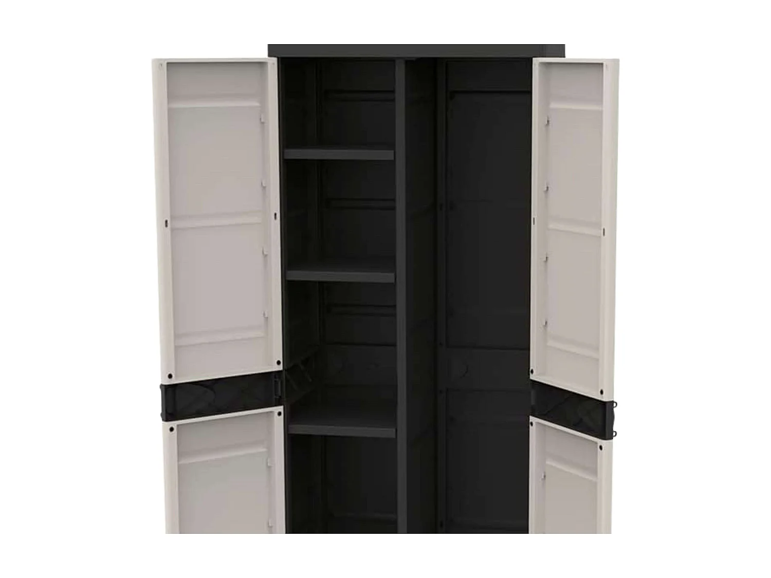 TITANIUM PLASTIKEN Armoire 2 portes avec etageres et penderie l70 x p44 x h176 cm Beige et Noire Gamme TITANIUM Interieur/Exteri