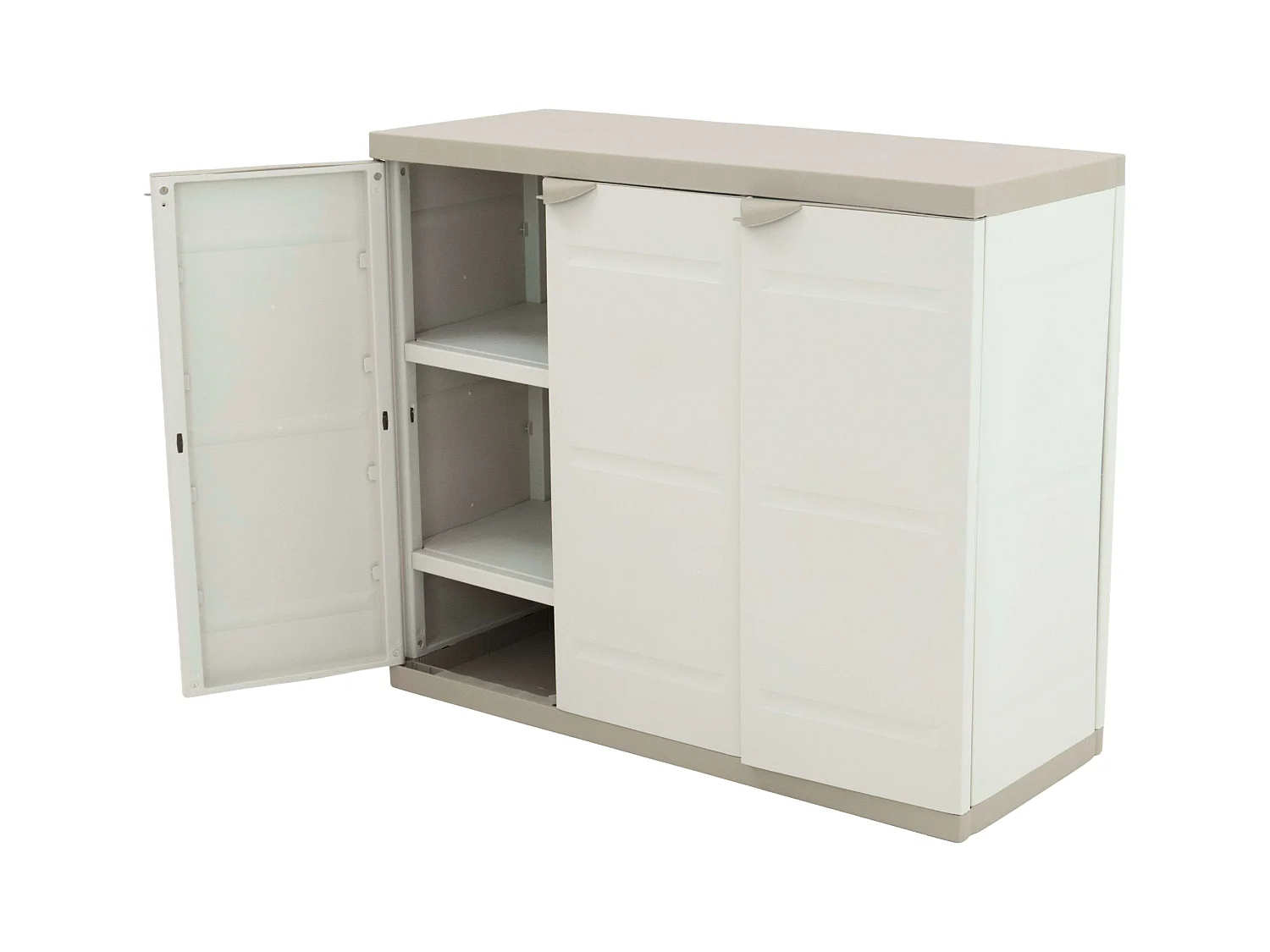Armario bajo ext. Titanium 2 puertas beige, 2 estantes, 105x80x41 cm