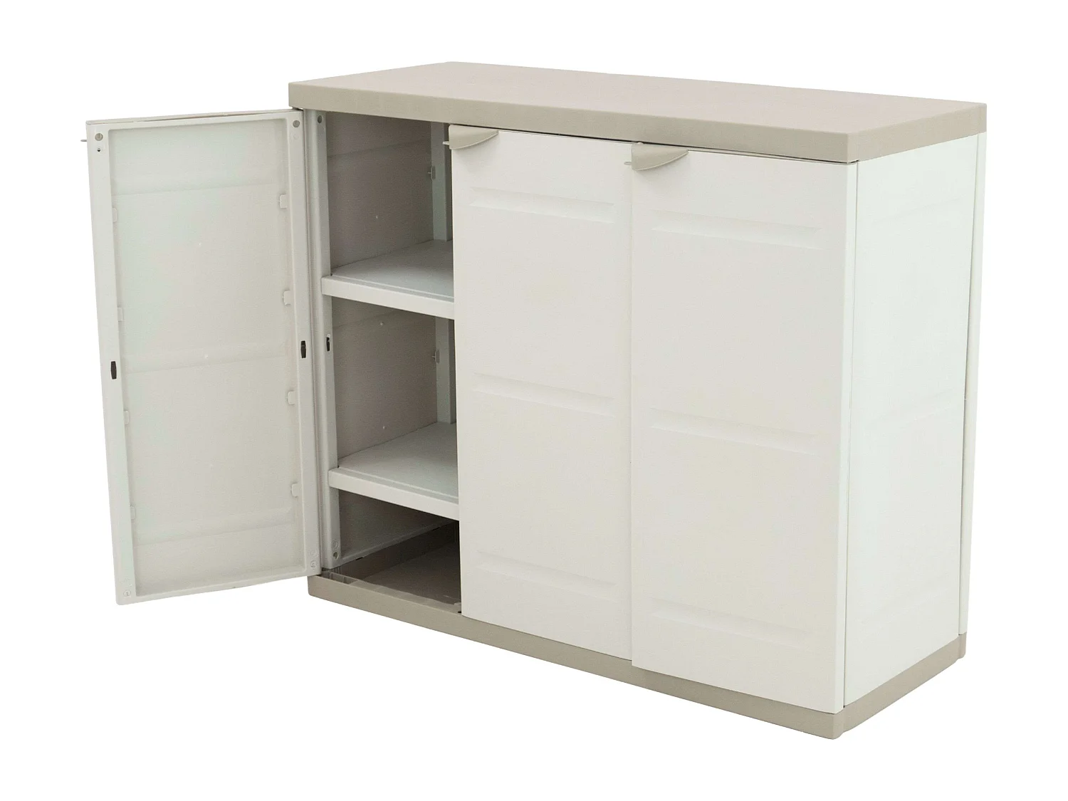 Armario bajo ext. Titanium 2 puertas beige, 2 estantes, 105x88x41 cm