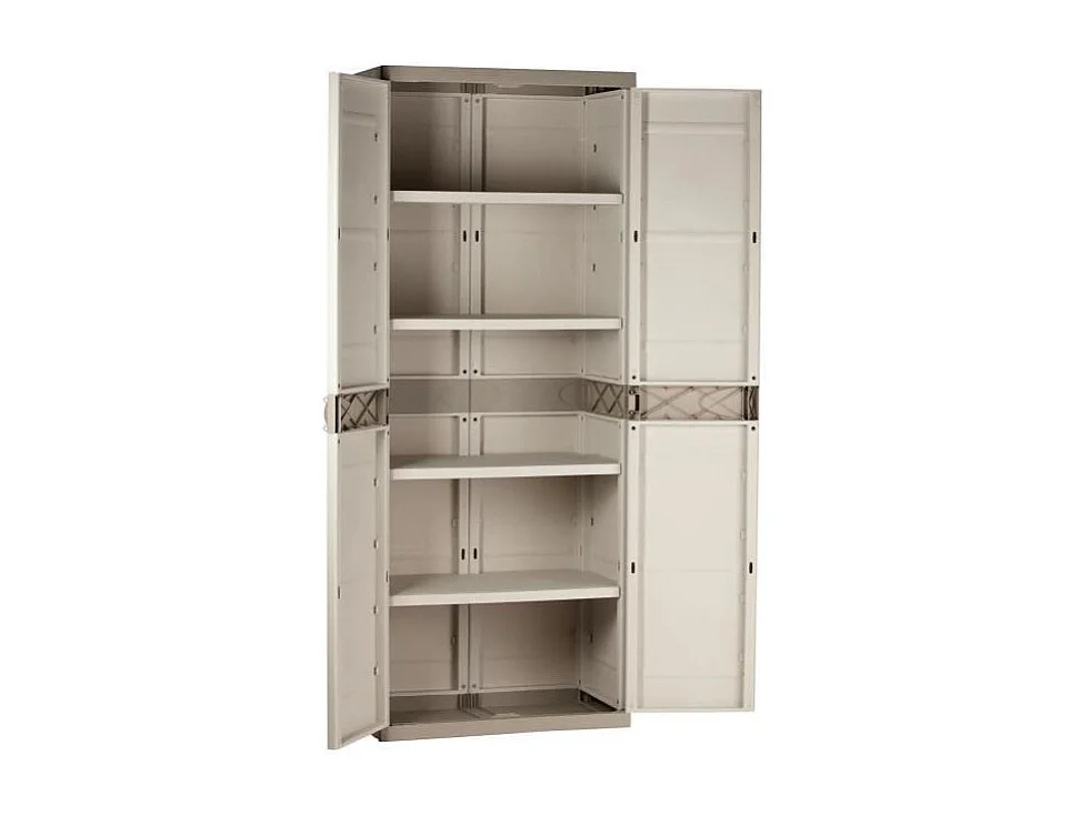 Outdoor-Schrank Titanium Beige 2 Türen 4 Regale Harz 70x176x41 cm