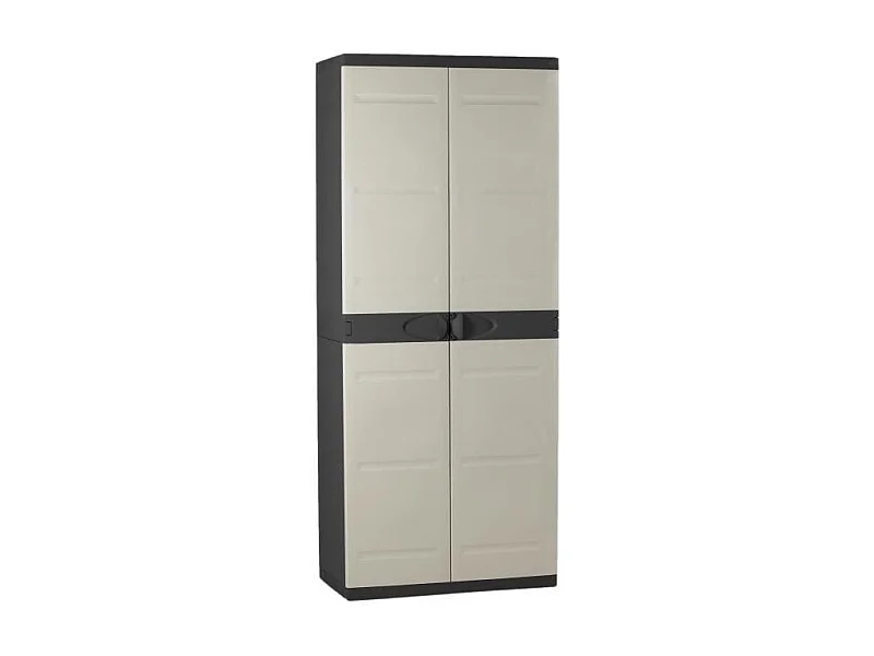 Armario exterior Titanium 2 puertas 4 estantes regulables negro 70x176x41 cm