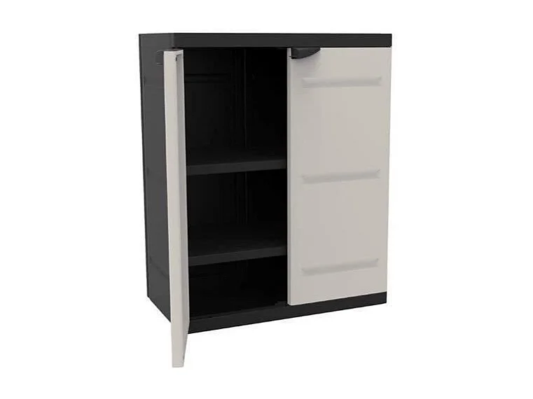 Armario Titanium Ext. 2 Puertas Negro resina 2 Estantes Reg. 70x88x41 cm