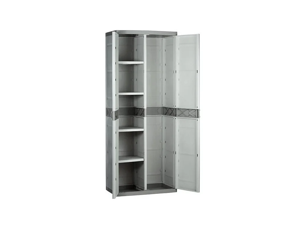 Hochschrank aus Kunstharz TITANIUM PLASTIKEN mit 2 Türen in Beige und Taupe 176x70x45cm