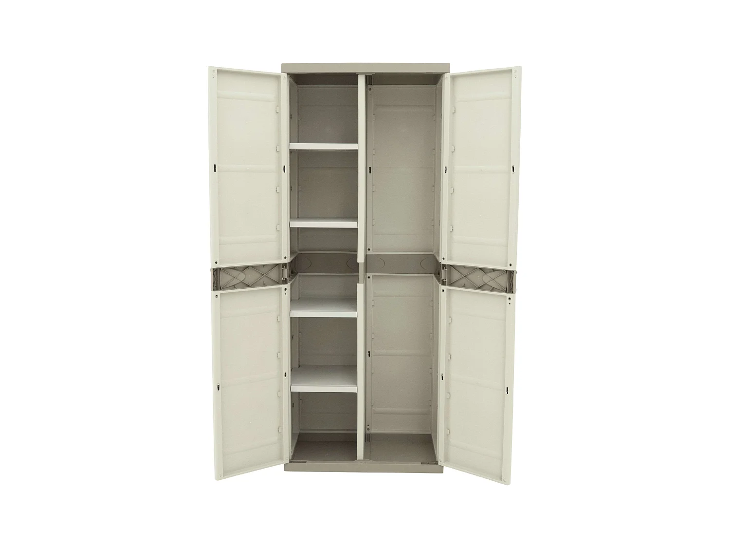 Hochschrank aus Kunstharz TITANIUM PLASTIKEN mit 2 Türen in Beige und Taupe 176x70x45cm