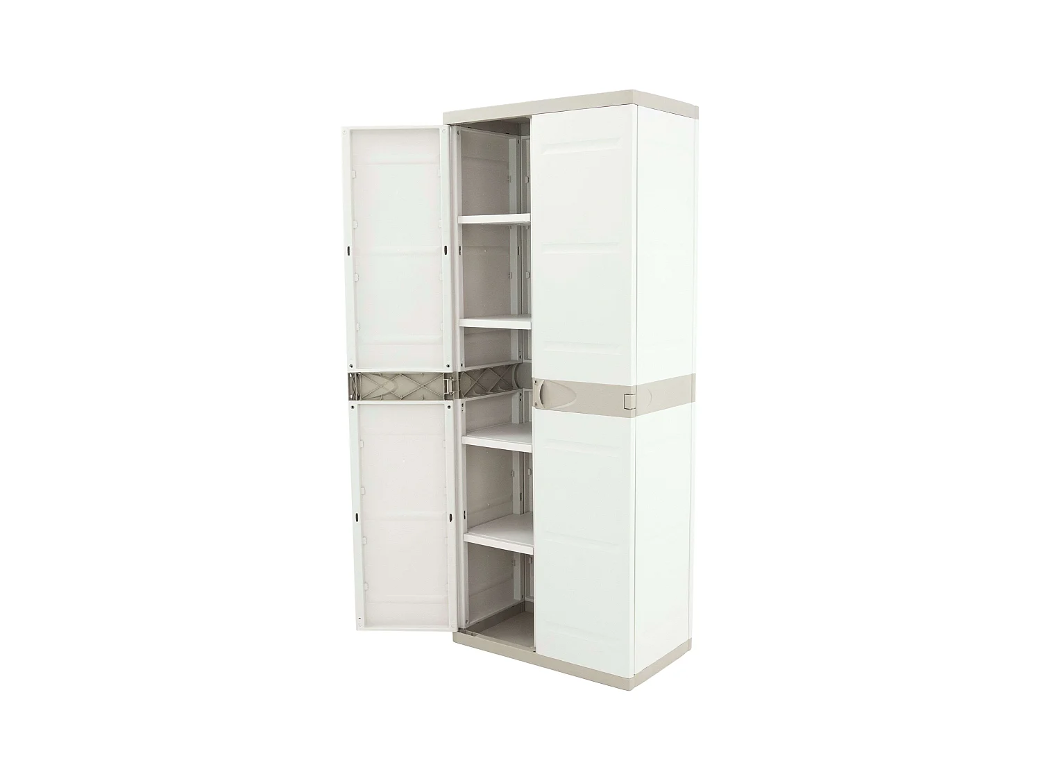 Hochschrank aus Kunstharz TITANIUM PLASTIKEN mit 2 Türen in Beige und Taupe 176x70x45cm