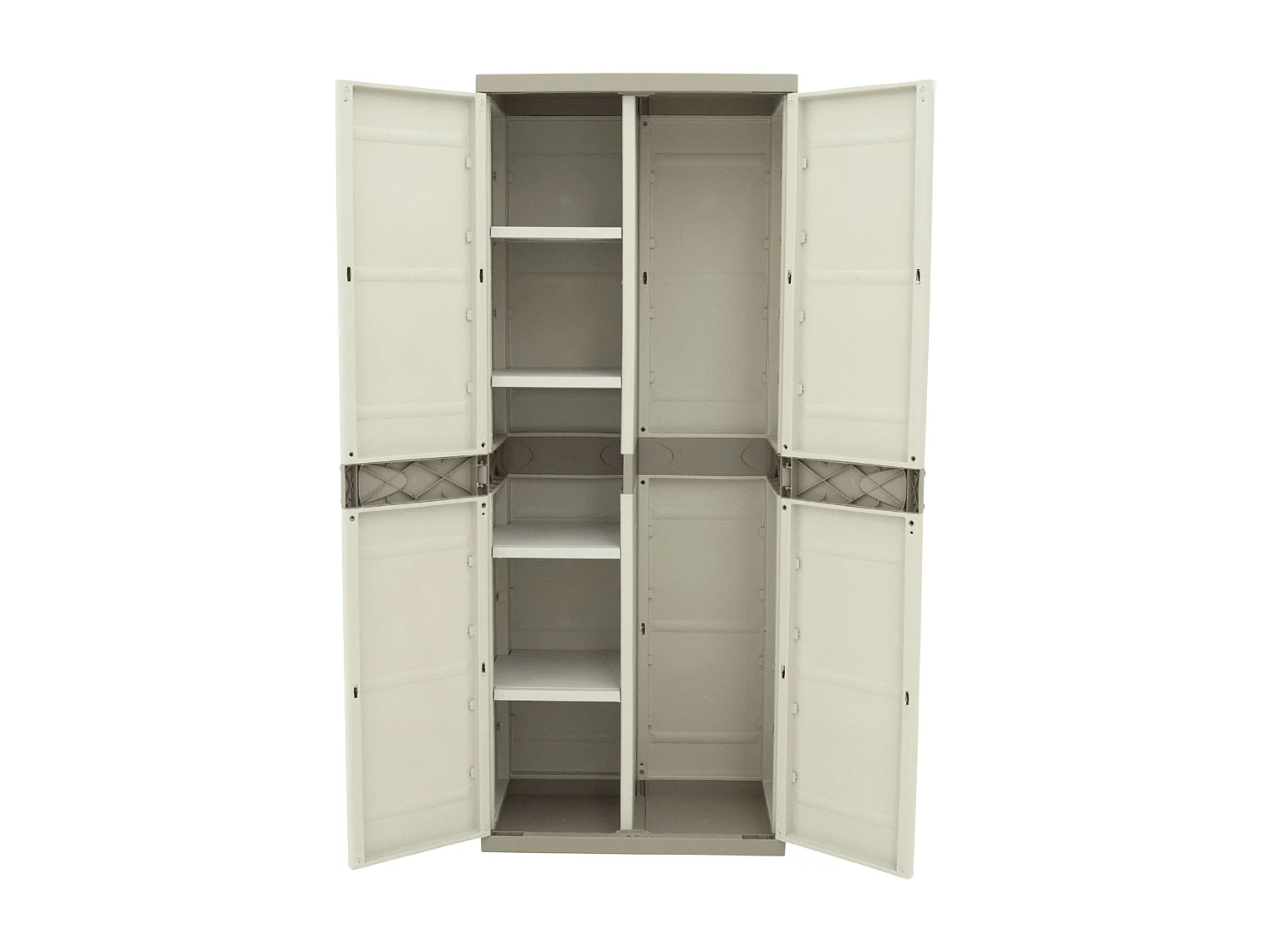 TITANIUM PLASTIKEN Armoire 2 portes avec etageres et penderie l70 x p44 x h176 cm Beige et Taupe Gamme TITANIUM Interieur/Exteri