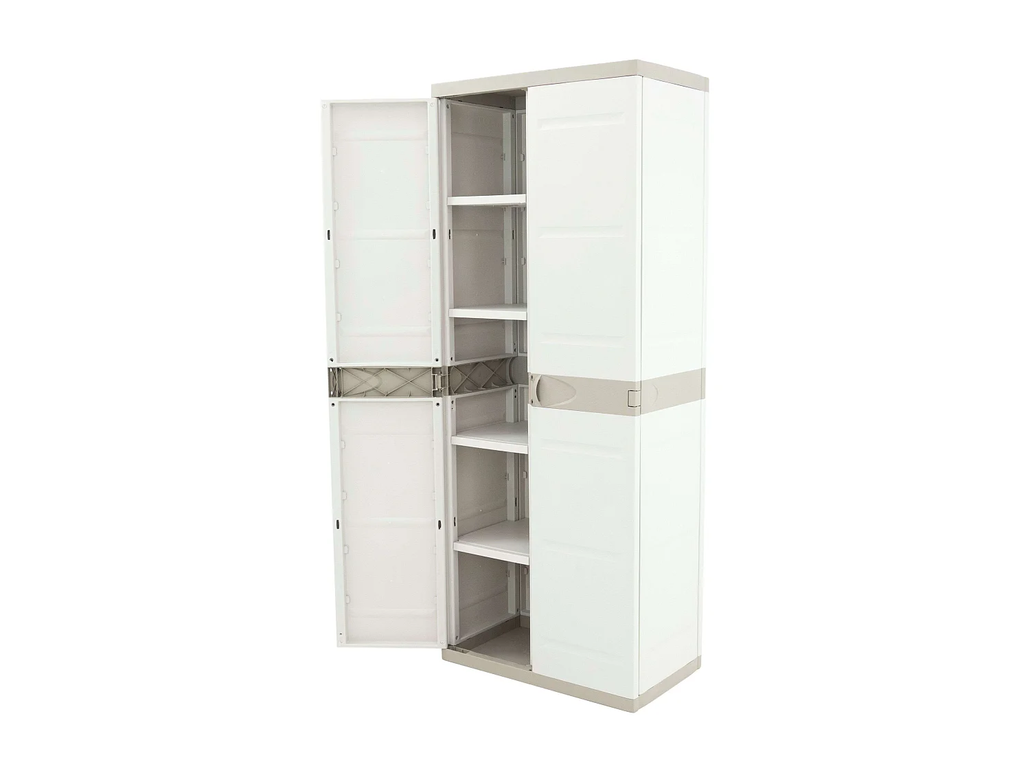 TITANIUM PLASTIKEN Armoire 2 portes avec etageres et penderie l70 x p44 x h176 cm Beige et Taupe Gamme TITANIUM Interieur/Exteri