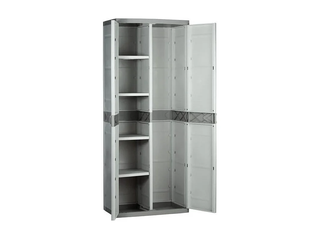 Hochschrank aus Kunstharz TITANIUM PLASTIKEN mit 2 Türen in Beige und Taupe 176x70x45cm