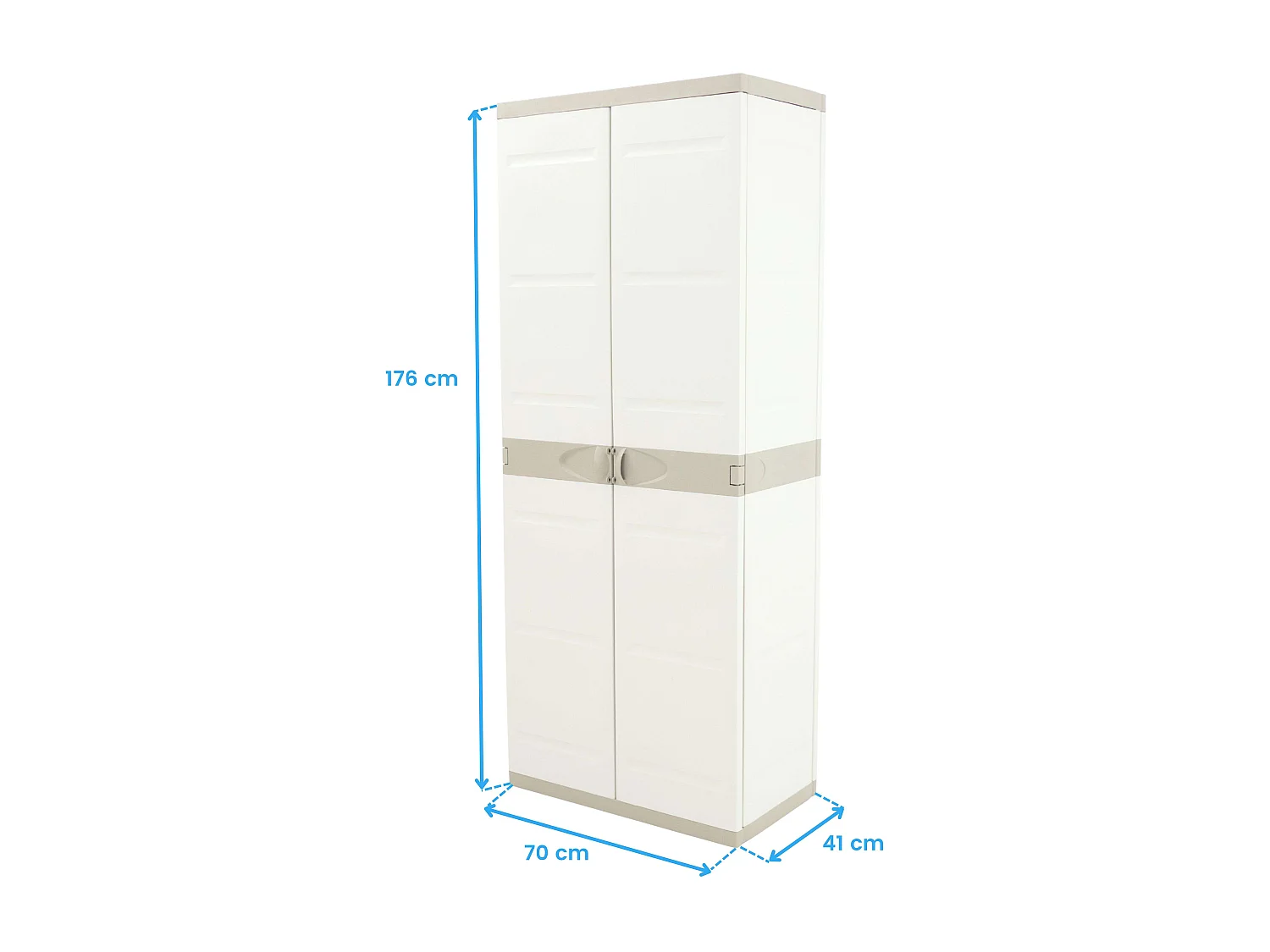 Hochschrank aus Kunstharz TITANIUM PLASTIKEN mit 2 Türen in Beige und Taupe 176x70x45cm