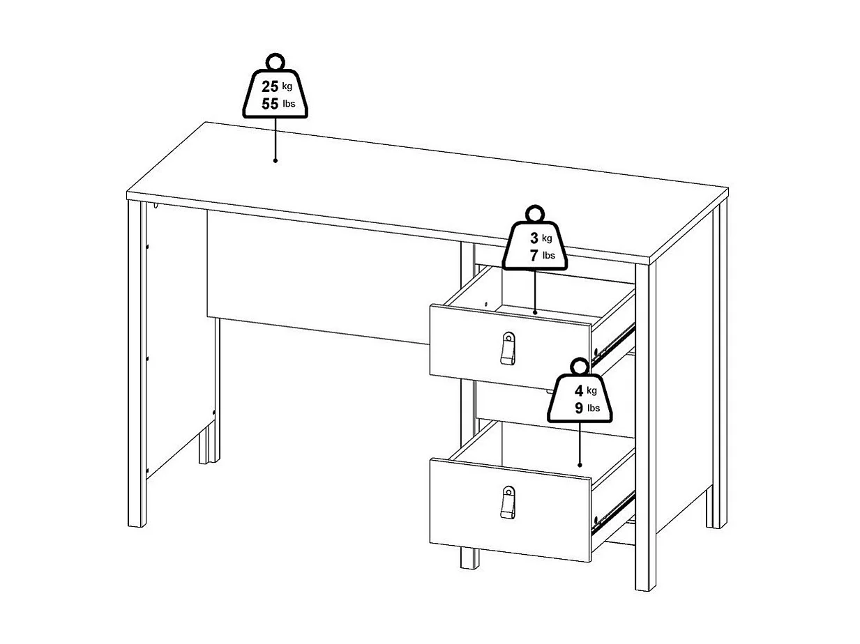 Bureau 3 tiroirs L120,4 cm - BARCELONE