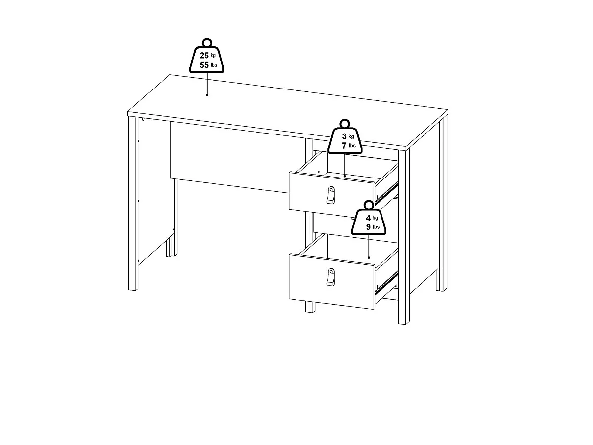 Bureau 3 tiroirs L120,4 cm - BARCELONE