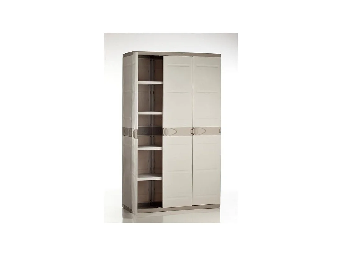 Armadio 3 ante Titanium Plastiken con ripiani e appendiabiti - Beige/Taupe l105 x p44 x h176 cm
