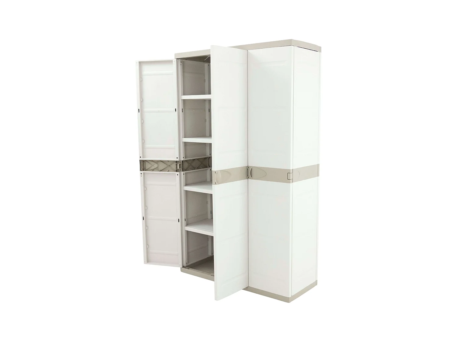 Armadio 3 ante Titanium Plastiken con ripiani e appendiabiti - Beige/Taupe l105 x p44 x h176 cm