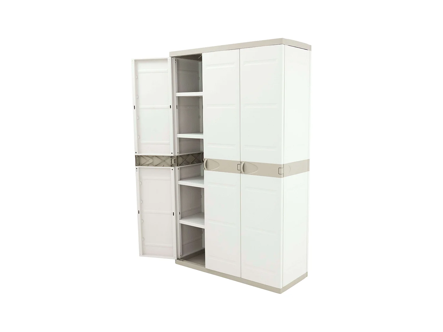 Armadio 3 ante Titanium Plastiken con ripiani e appendiabiti - Beige/Taupe l105 x p44 x h176 cm