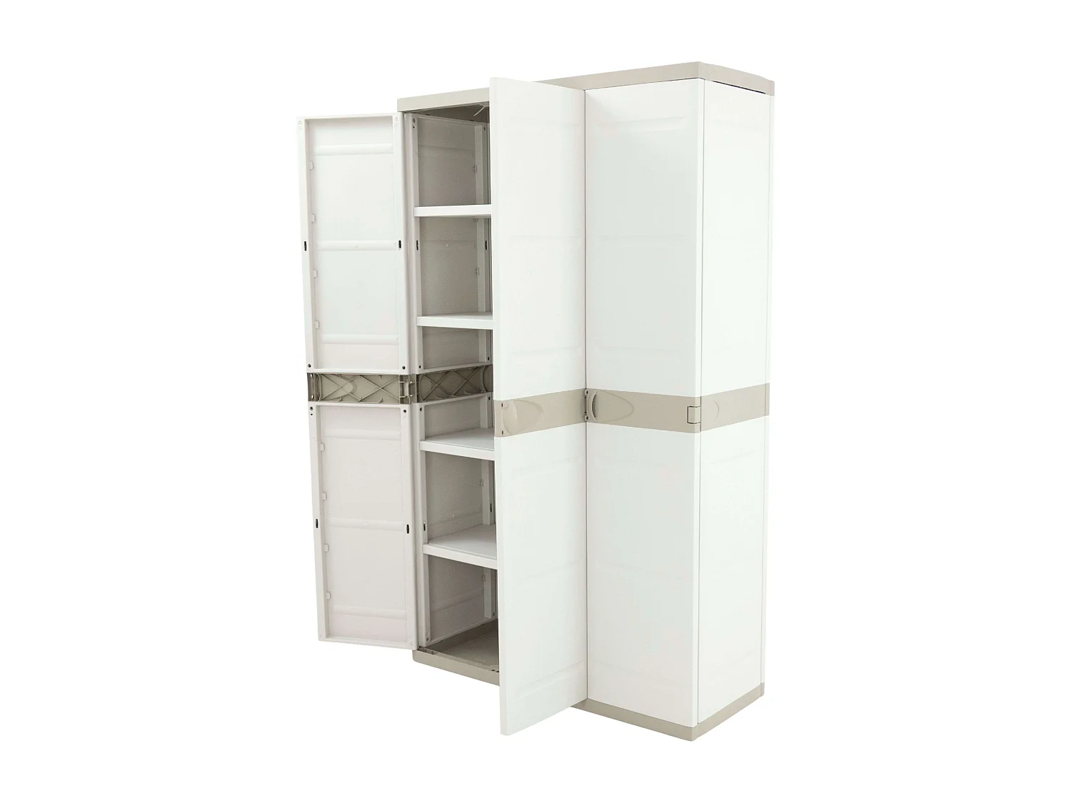 Guarda-roupa 3 portas Titanium Plastiken com prateleiras e cabideiro - Bege/Taupe l105 x p44 x a176 cm