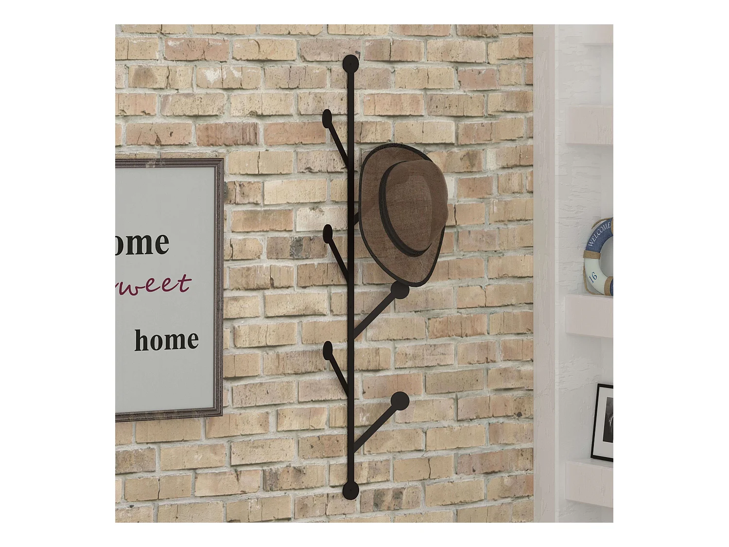 Porte-manteau en métal Leaf Noir 22x94x5 cm