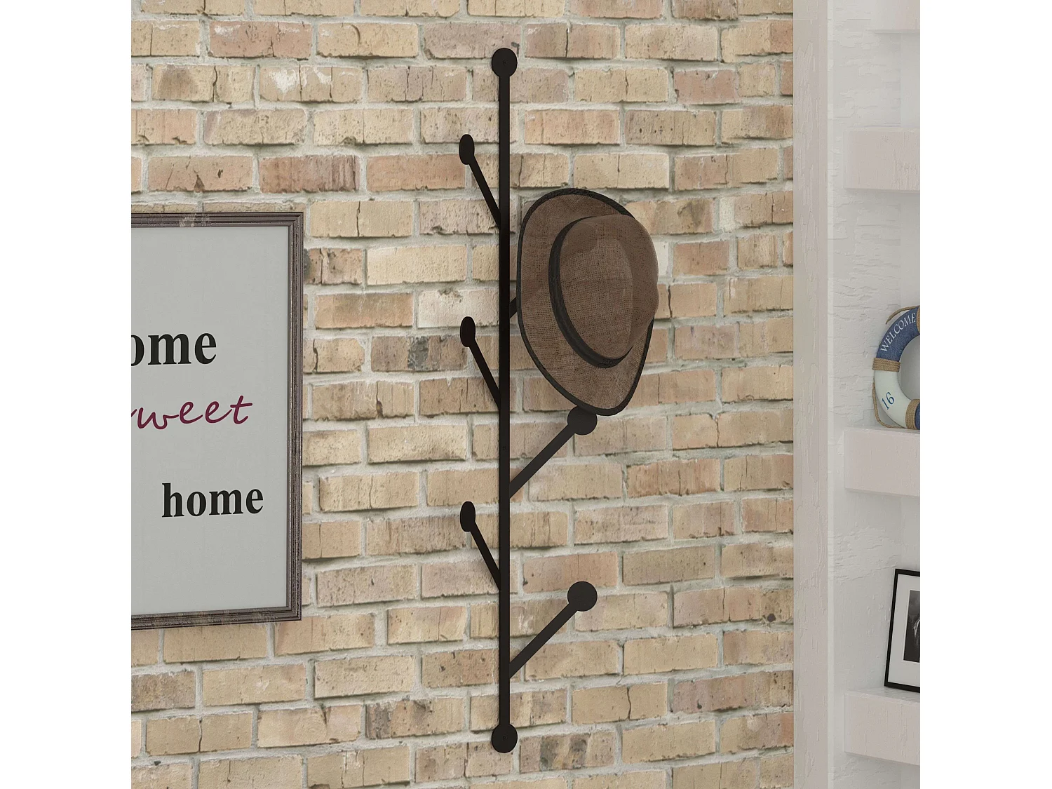 Perchero Leaf metal Negro 22x94x5 cm