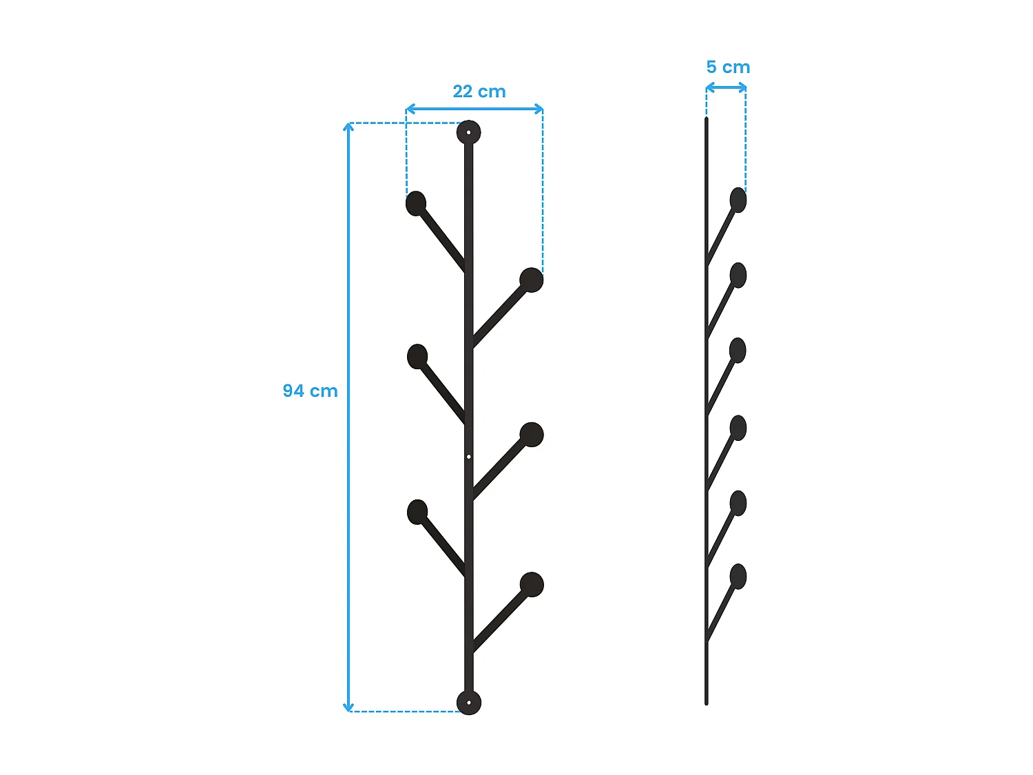Perchero Leaf metal Negro 22x94x5 cm