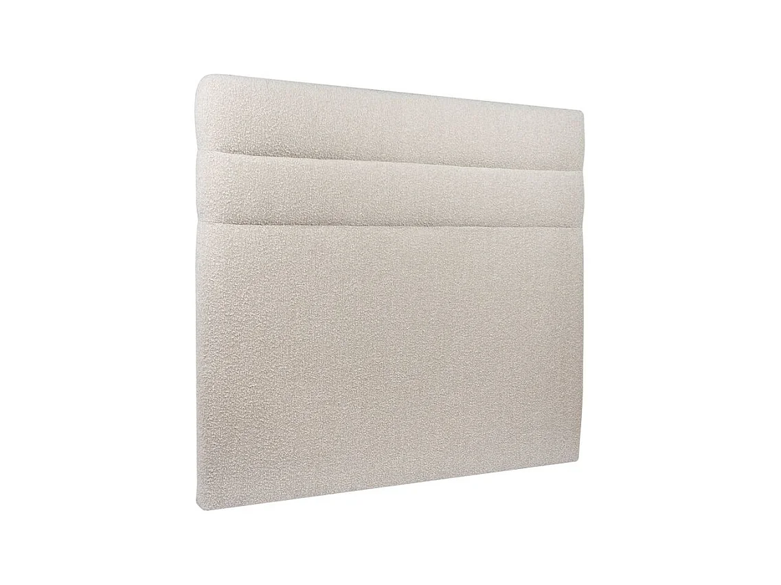 Lit coffre 140x190cm avec tête de lit lignes Bouclette Beige - Hauteur totale : 39cm