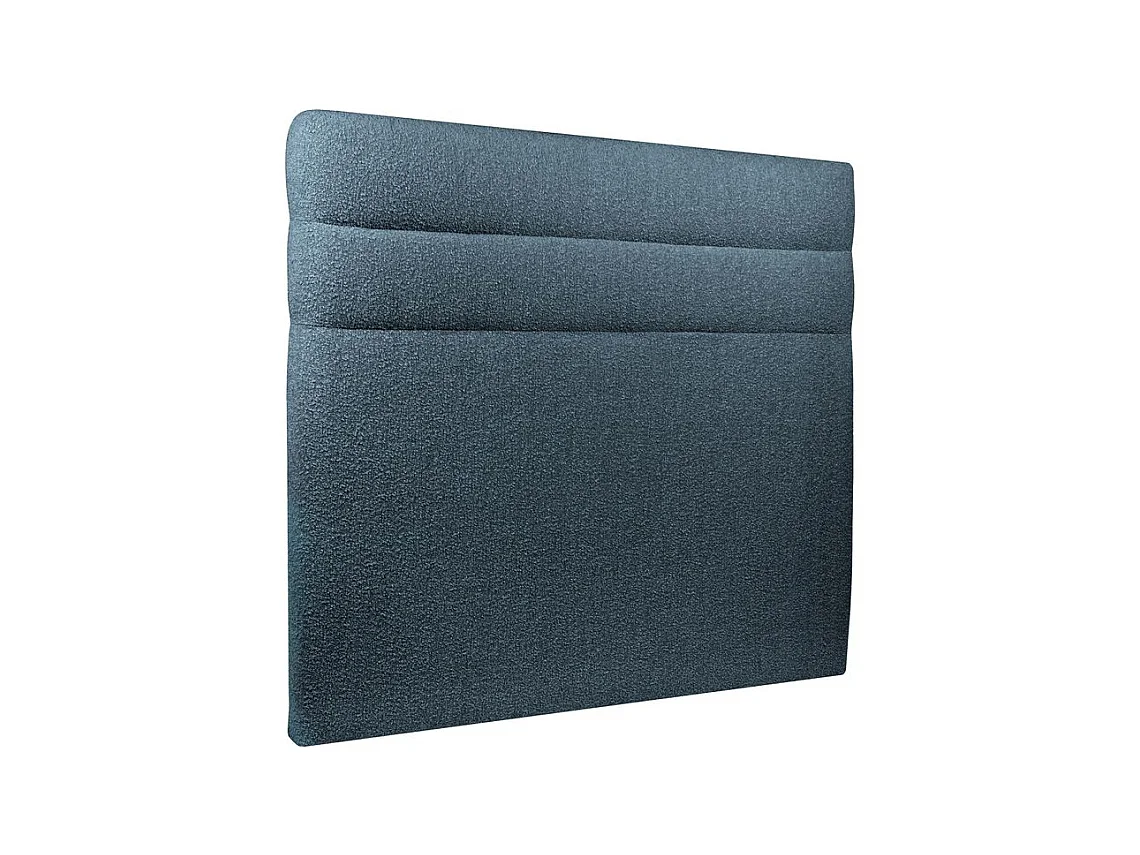 Lit coffre 140x190cm avec tête de lit lignes Bouclette Bleu - Hauteur totale : 39cm