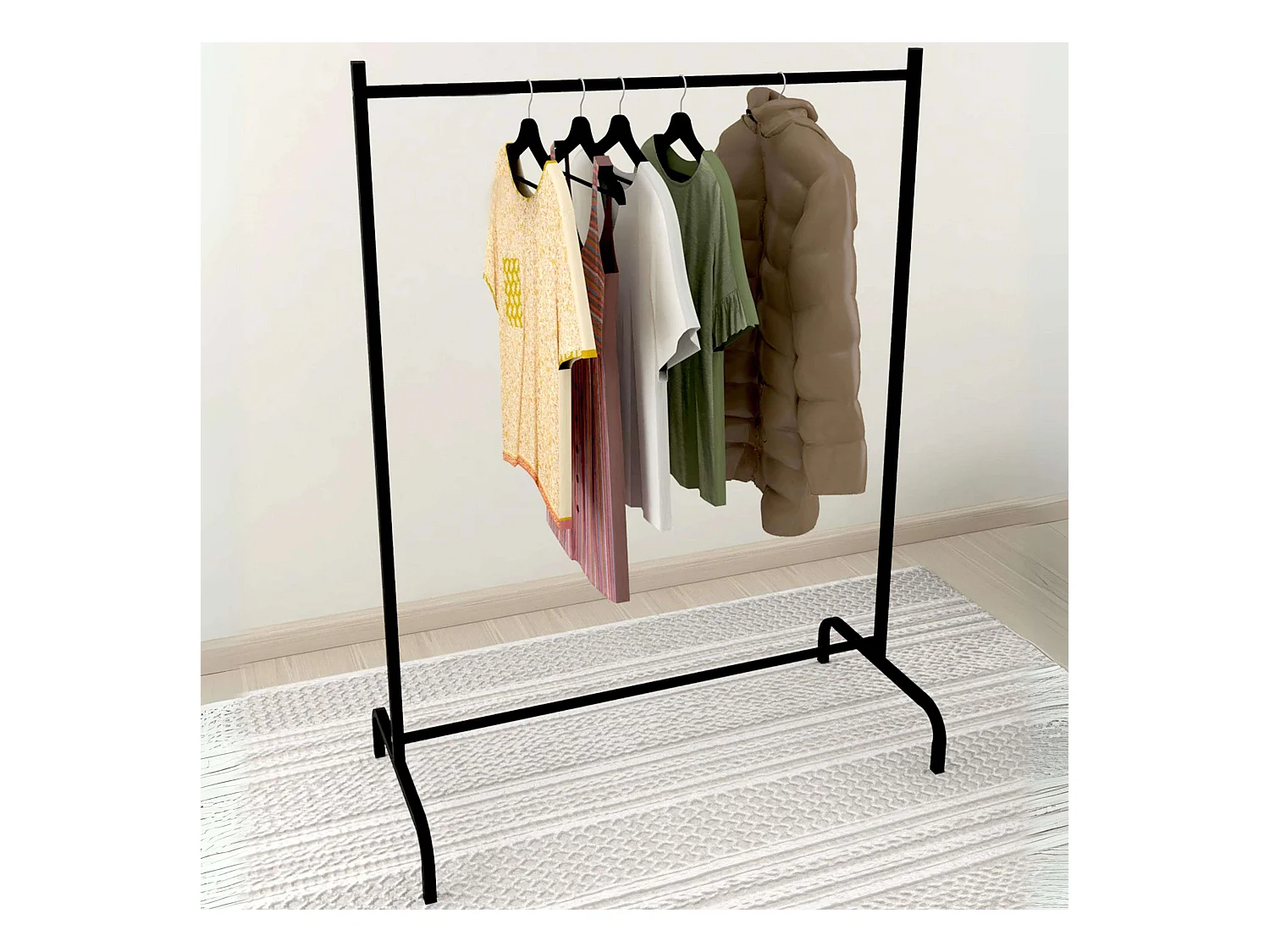 Portant à vêtements en métal noir 104x137x48 cm