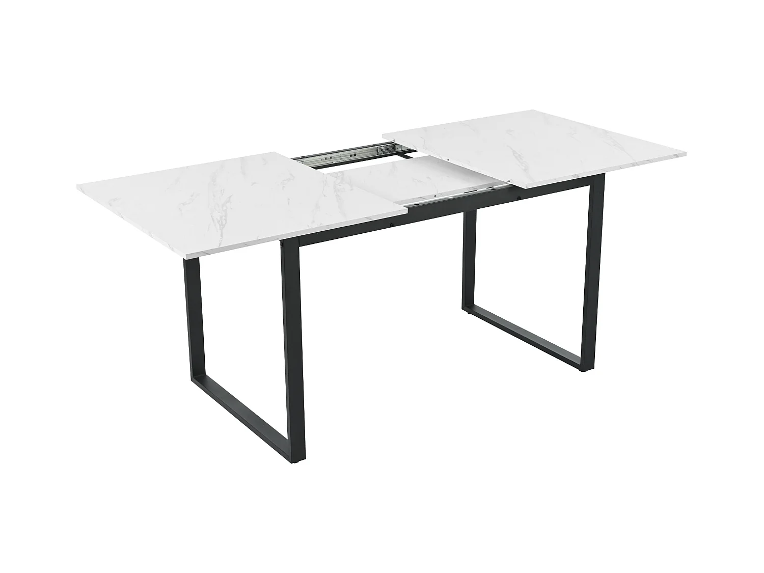 Ensemble table a manger extensible (140-180x80x75 cm) + 4 chaises en velours gris - pieds en métal noir