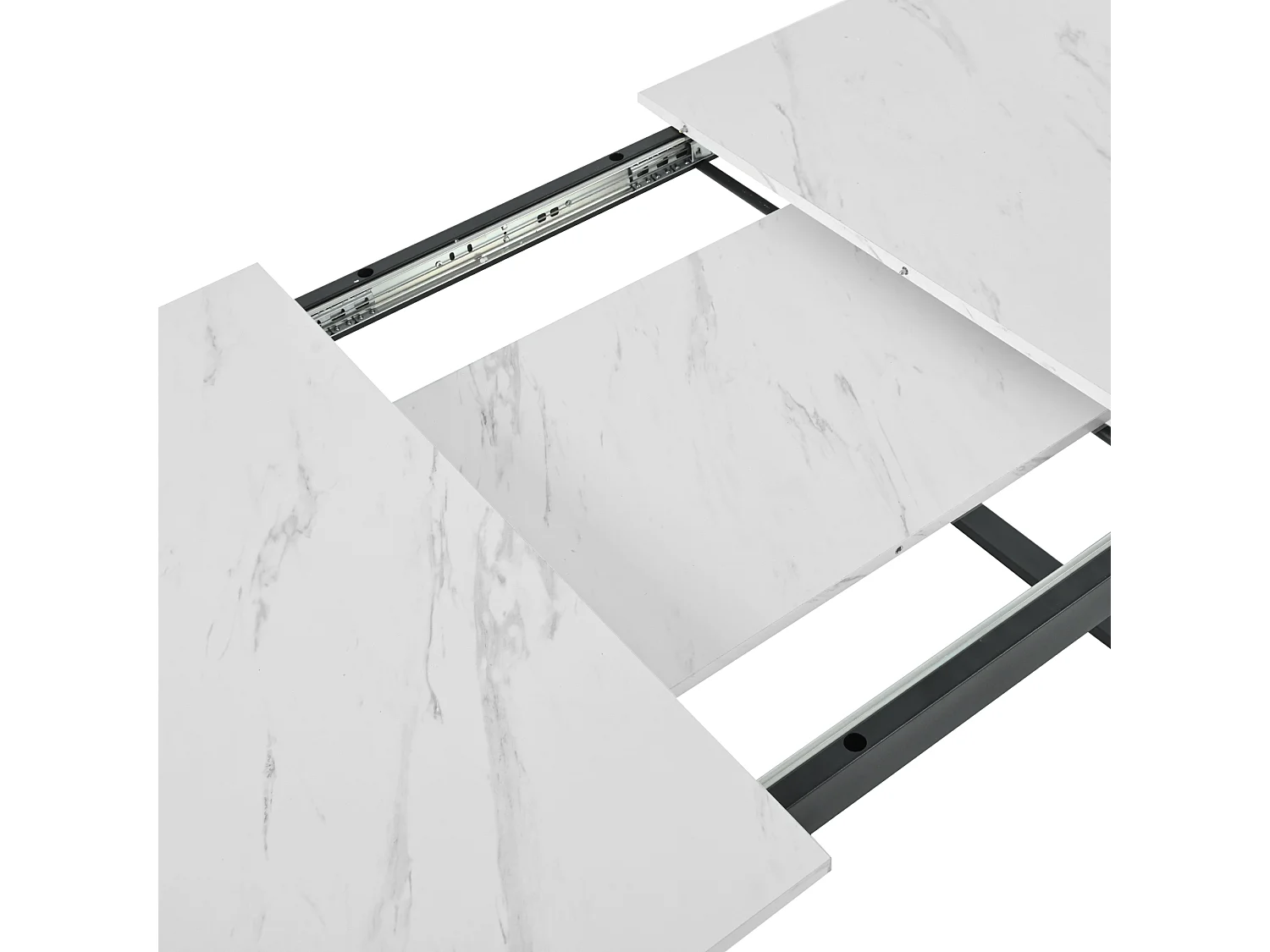 Ensemble table a manger extensible 140/180x80x75 cm + 8 chaises en velours gris - pieds en métal noir