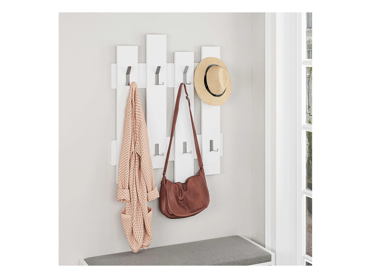 Porte-manteau mural Clôture blanc 64x81 cm